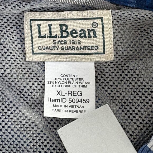 LL Bean Button Up Shirt Mens XL Blue Plaid Mesh Fishing Shirt Outdoors 509459 - Picture 5 of 12